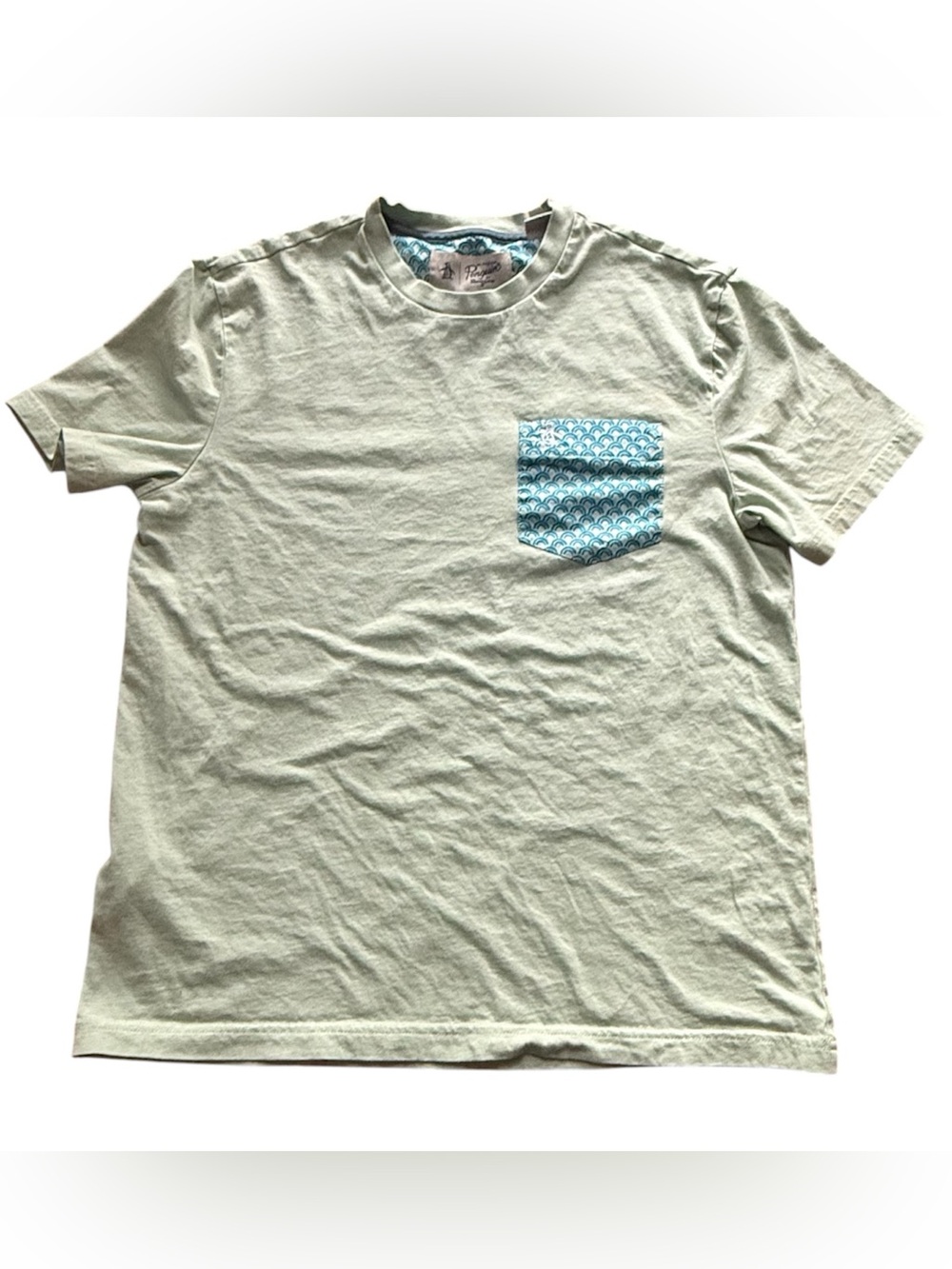 Original Penguin Kids Small Green Pocket Tee Blue Trim T-Shirt